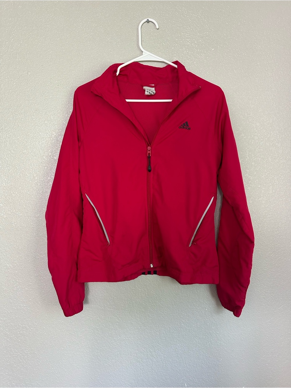 Adidas Pink Long Sleeve Zippered Athletic Rain Coat